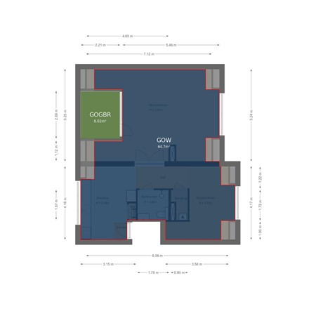 Floorplan - Jutfaseweg 219K, 3522 HS Utrecht